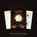 Portada del kit imprimible The Haunted Night para fiesta de Halloween